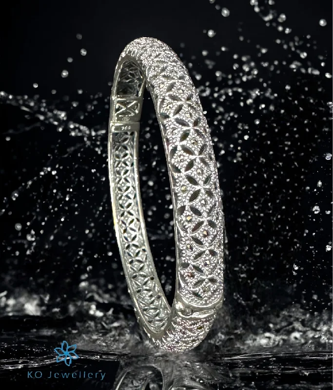 Frosted glass bangles-The Intricate Silver Marcasite Openable Bracelet