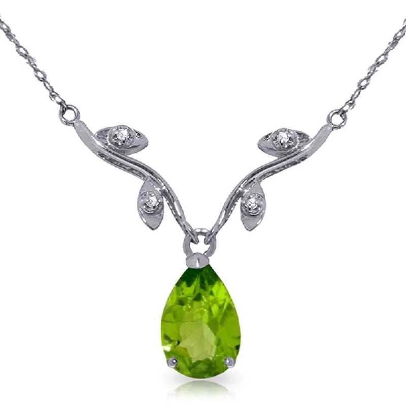 Radiant pearl necklaces-1.52 Carat 14K White Gold Say That Again Peridot Diamond Necklace