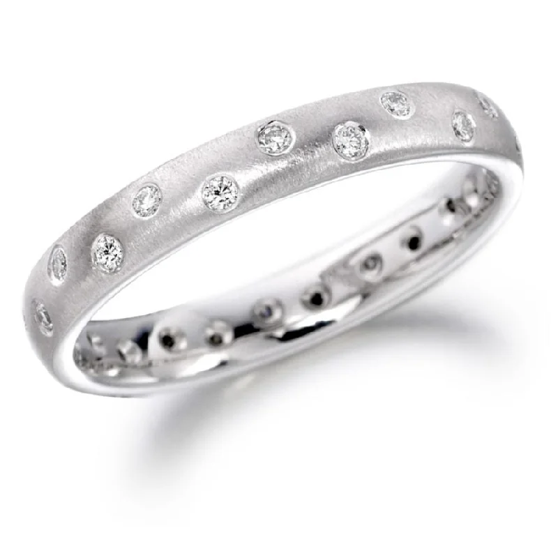 Carved initial engagement rings-Platinum scattered diamonds band