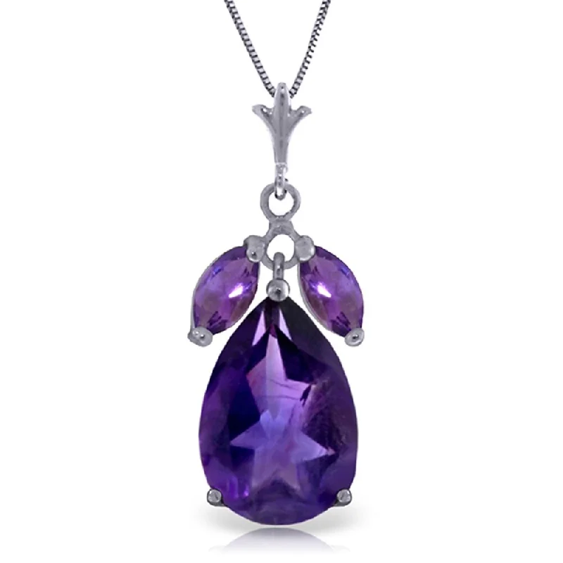 Polished bead necklaces-6.5 Carat 14K White Gold Enduring Flame Amethyst Necklace