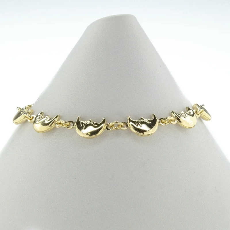 Smooth link bangles-7.5" Long Moon Link Bracelet in 18K Two Yellow Gold