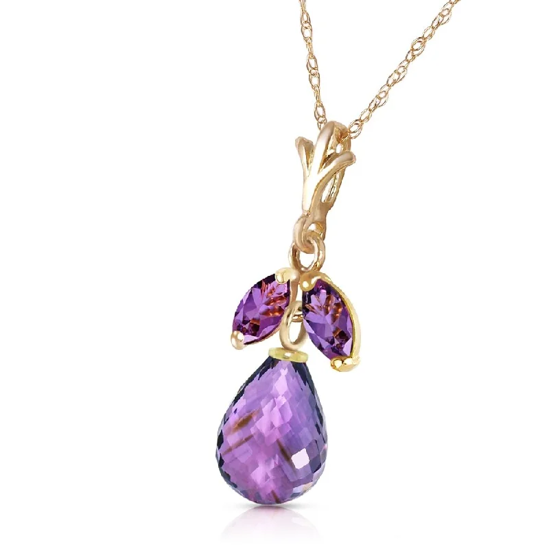 Citrine drop necklaces-1.7 Carat 14K Solid Gold Ease Into Love Amethyst Necklace