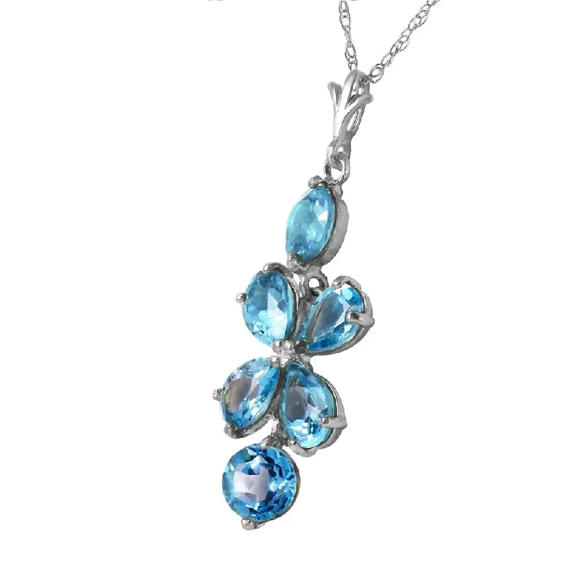 High gloss necklaces-3.15 Carat 14K Solid White Gold Dare To Dream Blue Topaz Necklace