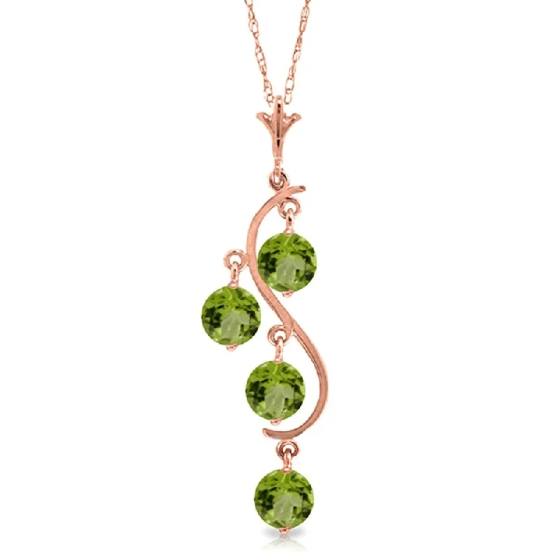 Glittering crystal necklaces-2.25 Carat 14K Solid Rose Gold Grape Peridot Necklace