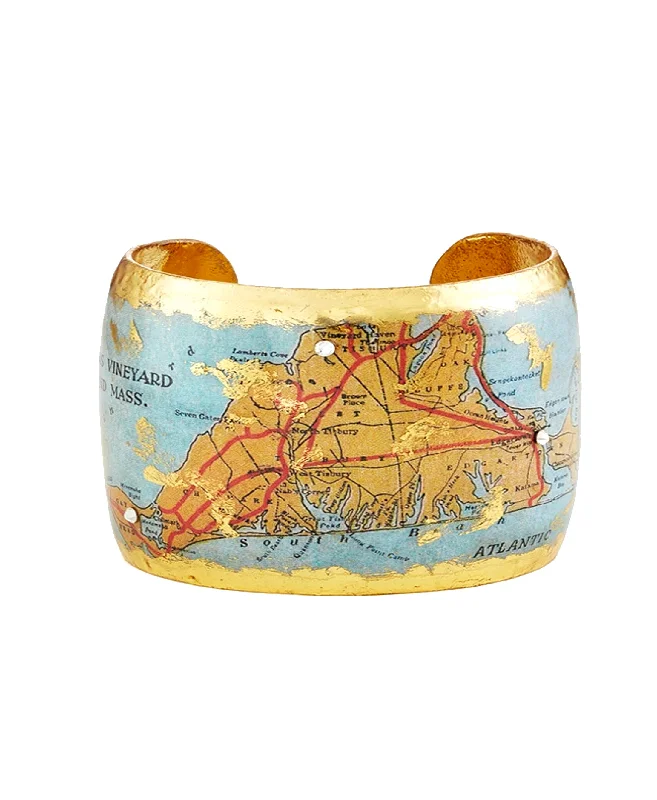 Smooth form bangles-Handmade "Martha's Vineyard" Map Cuff Bracelet