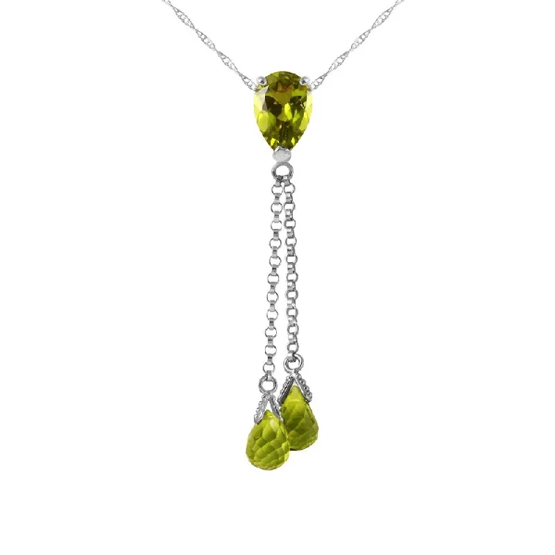 Flat knot necklaces-3.75 Carat 14K White Gold Necklace Peridot