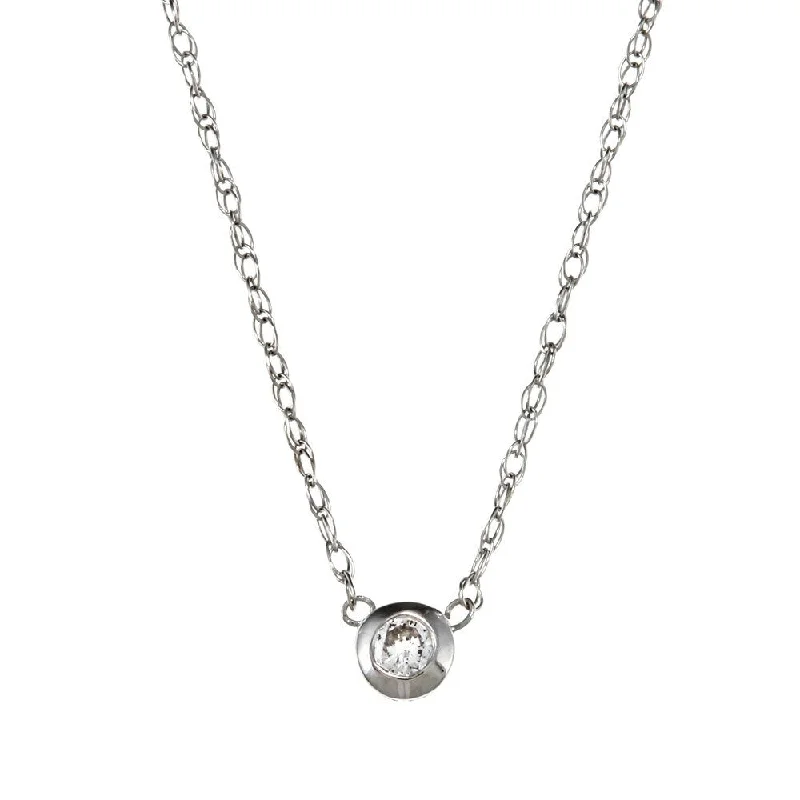 Swirl shape necklaces-Annello by Kobelli 14k White Gold Diamond Bezel Necklace