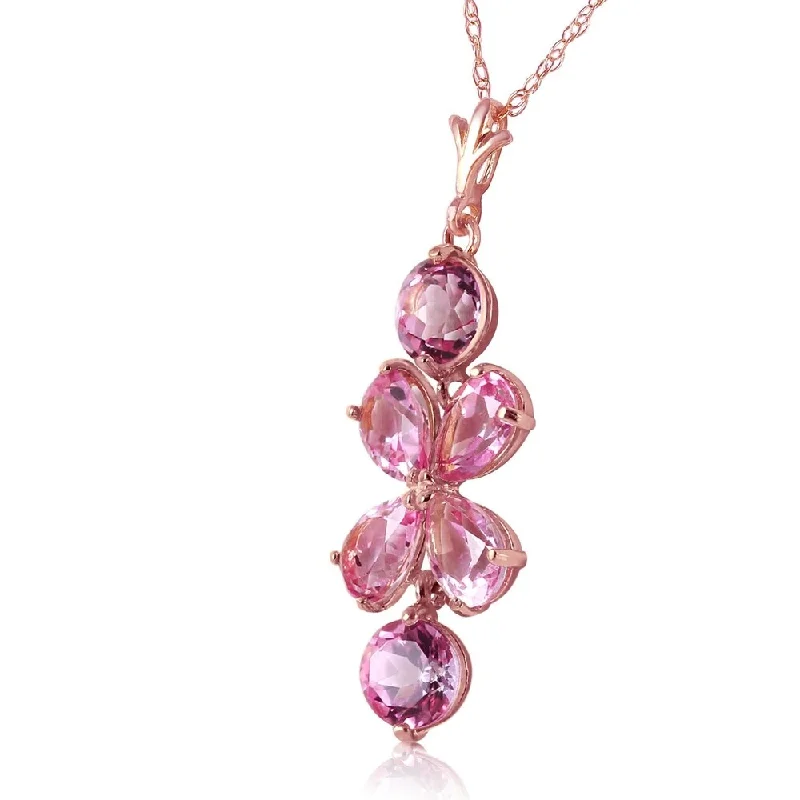 Dual stone necklaces-3.15 Carat 14K Solid Rose Gold Petals Pink Topaz Necklace