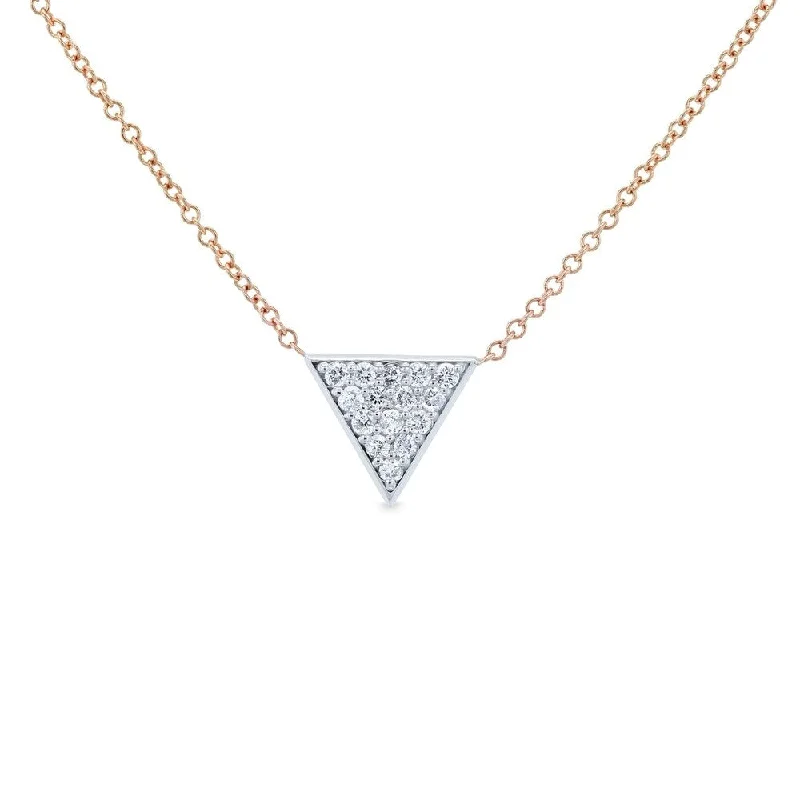 Coiled thread necklaces-Annello by Kobelli 14k White Gold Triangle Diamond Necklace Rose Gold Chain