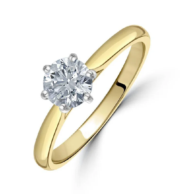 Dual-tone engagement rings-0.73ct Round Brilliant Cut Diamond Solitaire 18ct Yellow Gold Ring