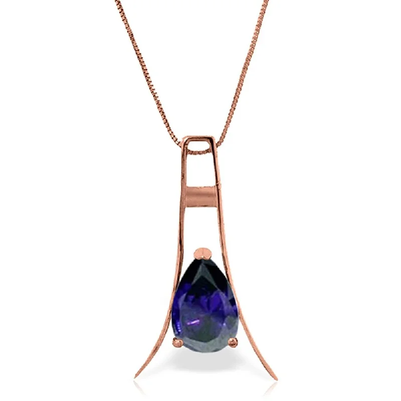 Wide chain necklaces-14K Rose Gold Natural Sapphire Necklace Certified Series