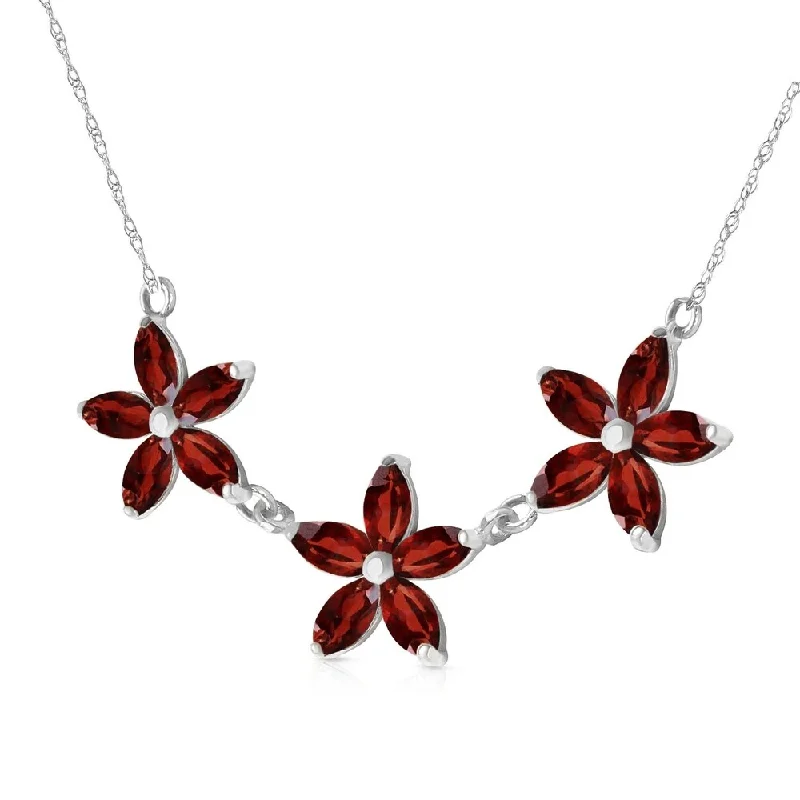 Chic art necklaces-4.2 Carat 14K Solid White Gold Necklace Natural Garnet