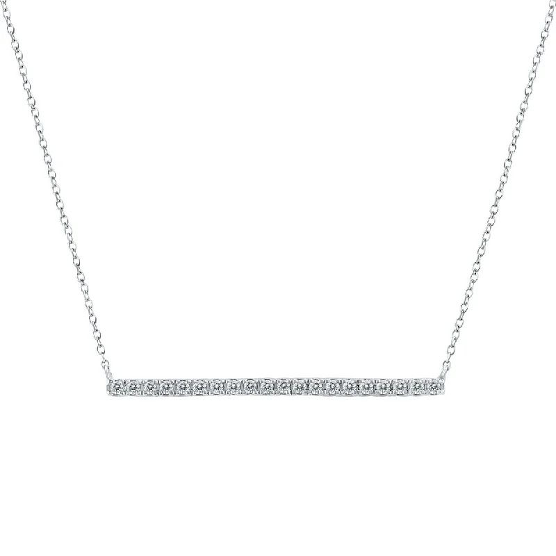 High gloss necklaces-Marquee 1/5 Carat TW Diamond Bar Necklace in 10K White Gold