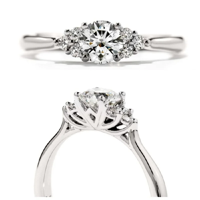 Round gem engagement rings-18ct white gold Felicity Queen Anne diamondset ring