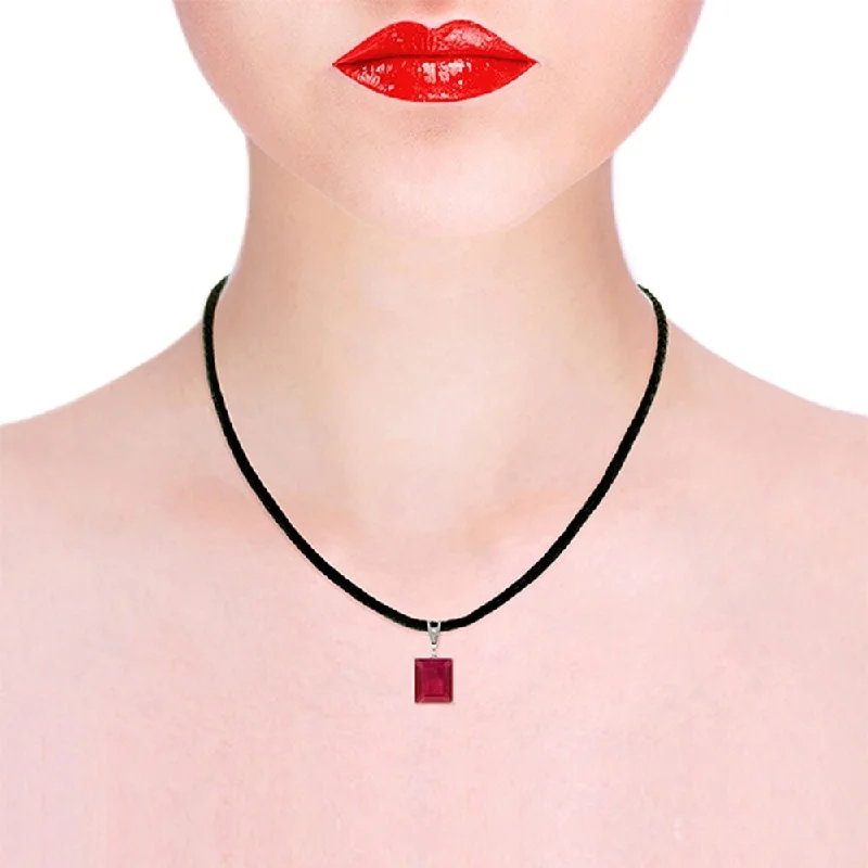 Multi-layer necklaces-7.51 Carat 14K Solid White Gold Eyes Wide Open Ruby Diamond Necklace