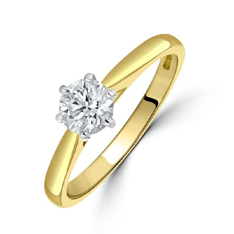 Warm clay engagement rings-0.62ct Round Brilliant Cut Diamond Solitaire 18ct Yellow Gold Ring