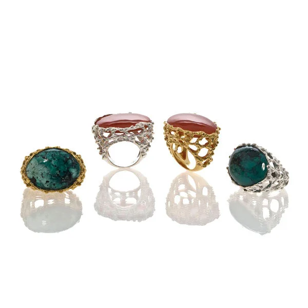 Turquoise cut rings-Cage Ring