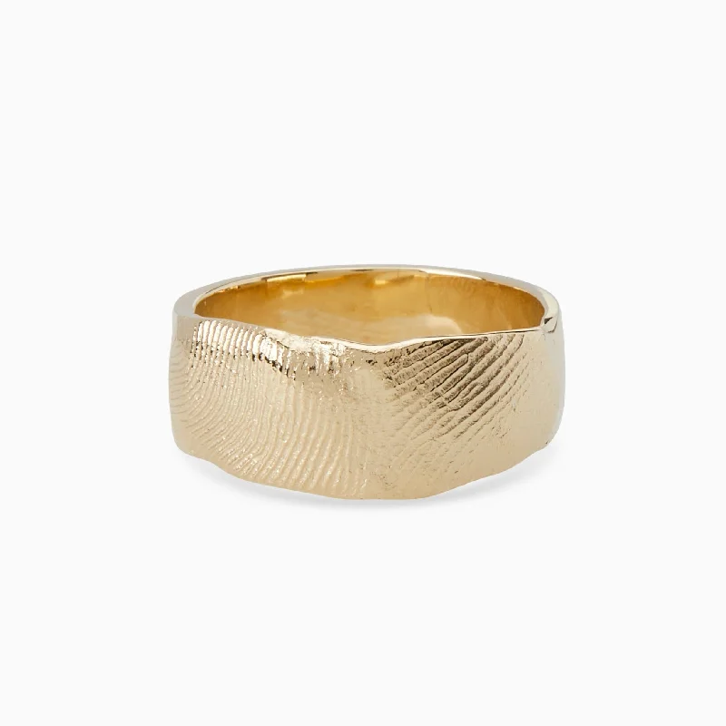 Bold geometric rings-Impression Band Ring | Yellow Gold