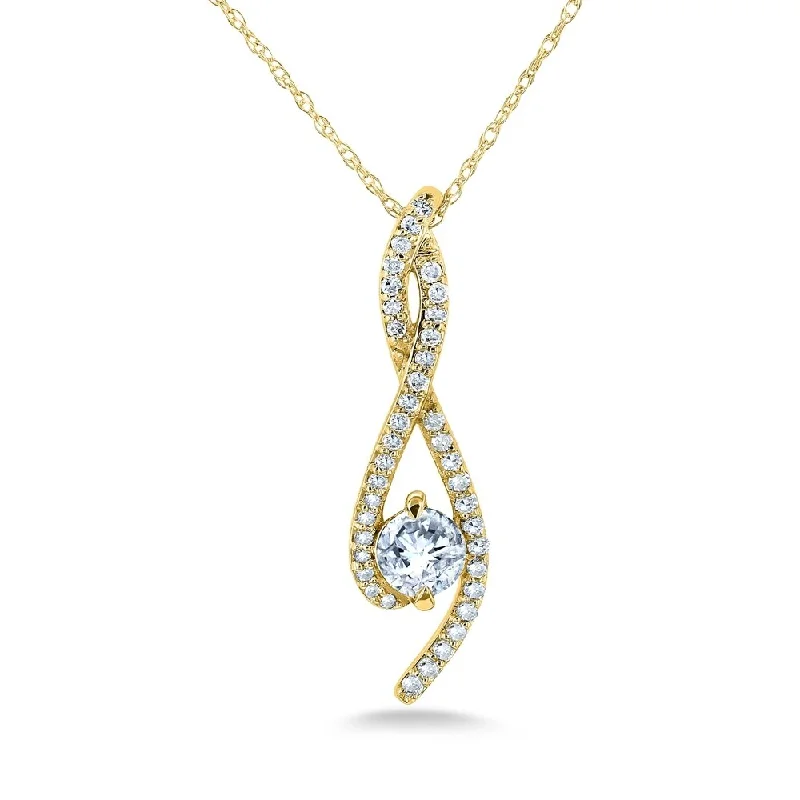 Wave pattern necklaces-Annello by Kobelli 10k Gold 1/2ct TDW Diamond Ribbon Necklace (H-I, I1-I2)