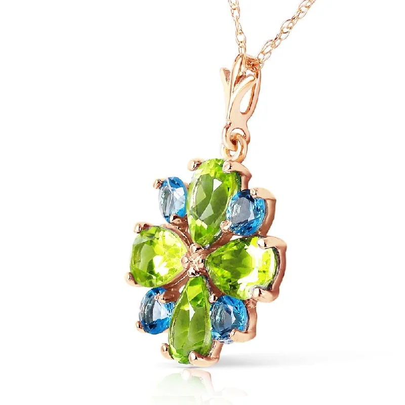 Sleek gold necklaces-2.43 CTW 14K Solid Rose Gold Necklace Peridot Blue Topaz