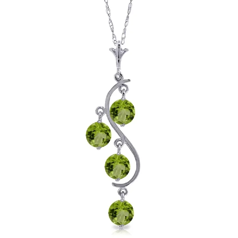 Matte gloss necklaces-2.25 Carat 14K Solid White Gold Thousand Voices Peridot Necklace