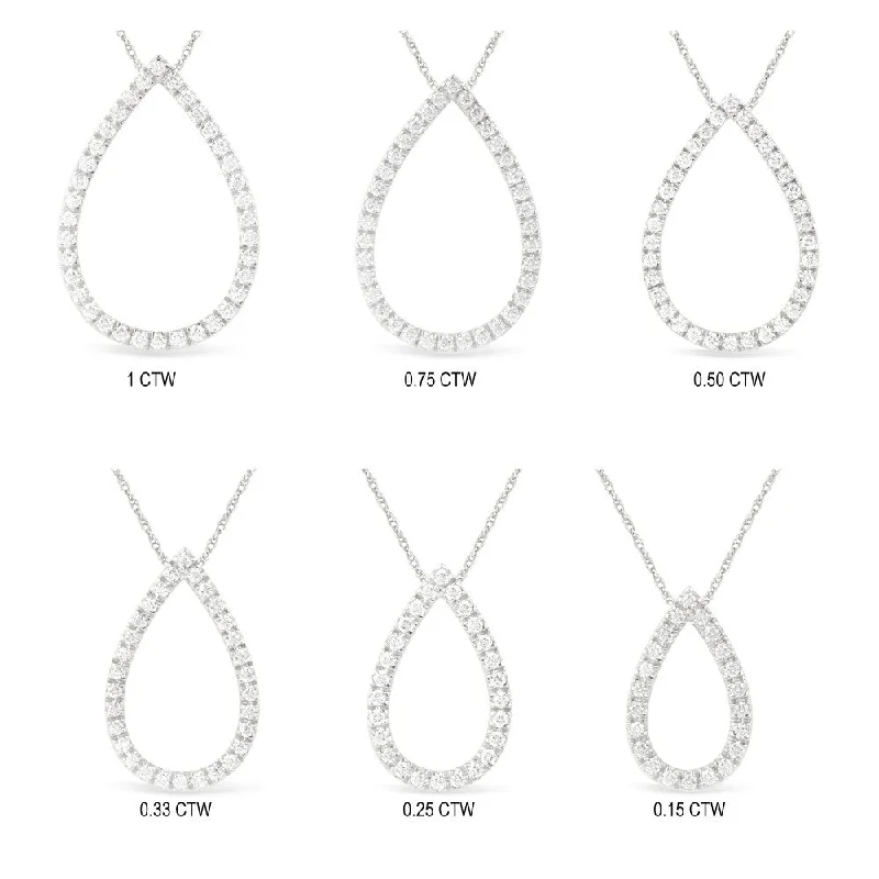 Bamboo braid necklaces-1/6ct - 1ct TDW Diamond Open Pear Necklace in 14k Gold by De Couer