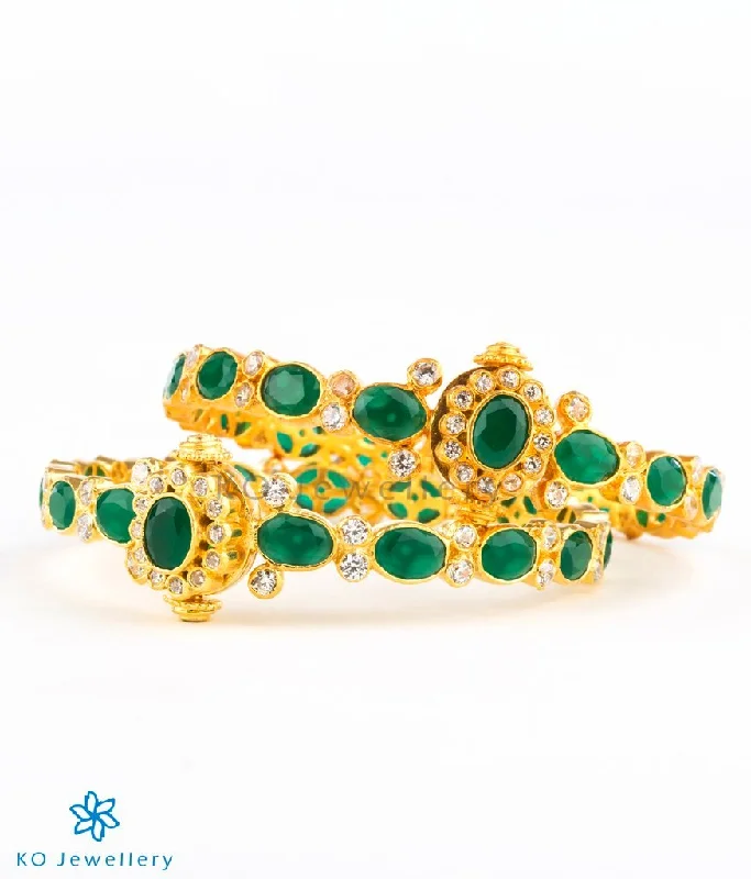 Joy charm bangles-The Harini Silver Kemp Bracelet (Green/Size/2.2/2.4/2.6/2.8)