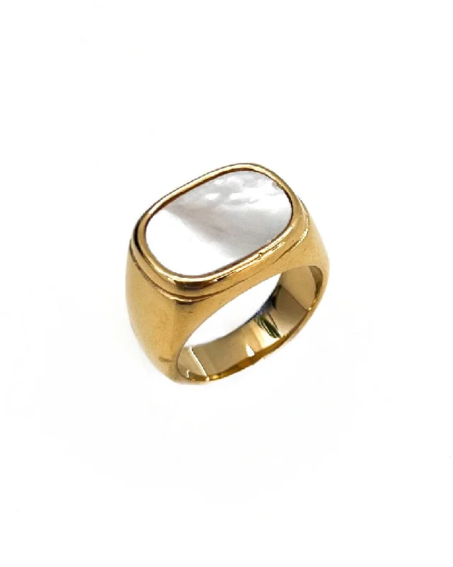 Glossy enamel rings-Rory Mother Of Pearl Ring