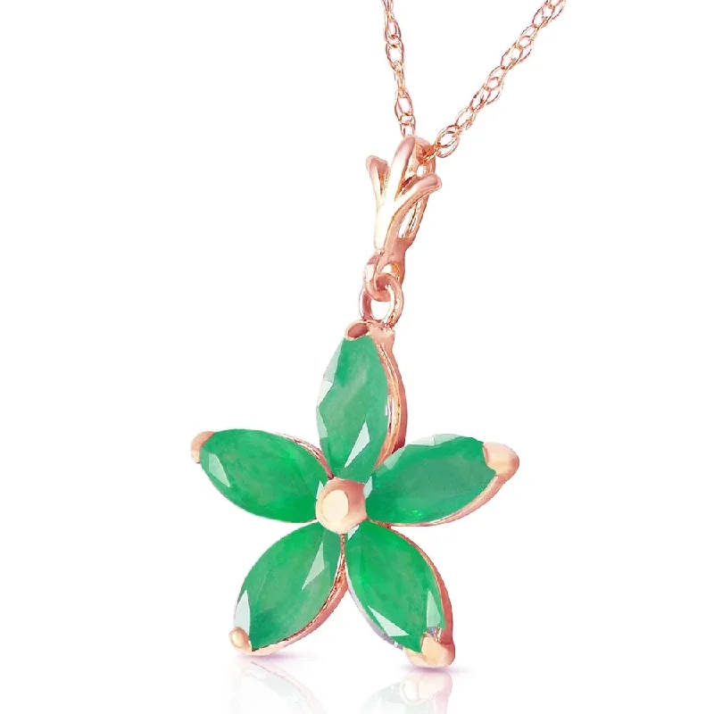 Stellar sign necklaces-14K Solid Rose Gold Necklace with Natural Emeralds