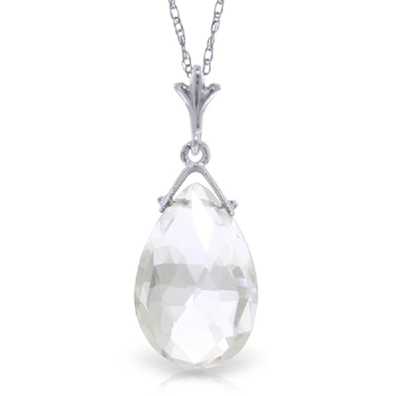 Faith charm necklaces-5.1 Carat 14K White Gold Necklace Briolette White Topaz