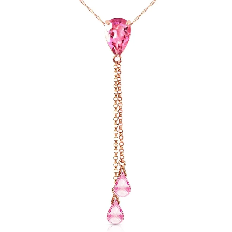 Lapis drop necklaces-14K Rose Gold Necklace w/ Pink Topaz