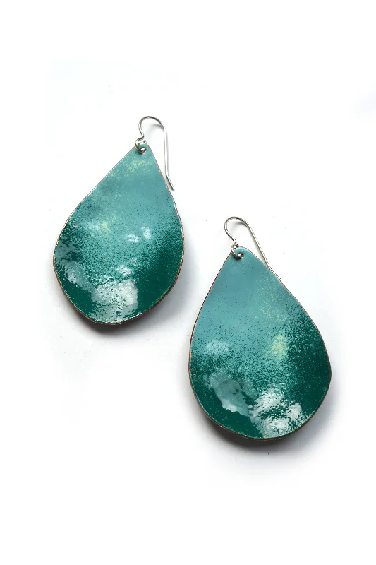 Topaz stone earrings-Chroma Earrings in Faded Teal and Emerald Green