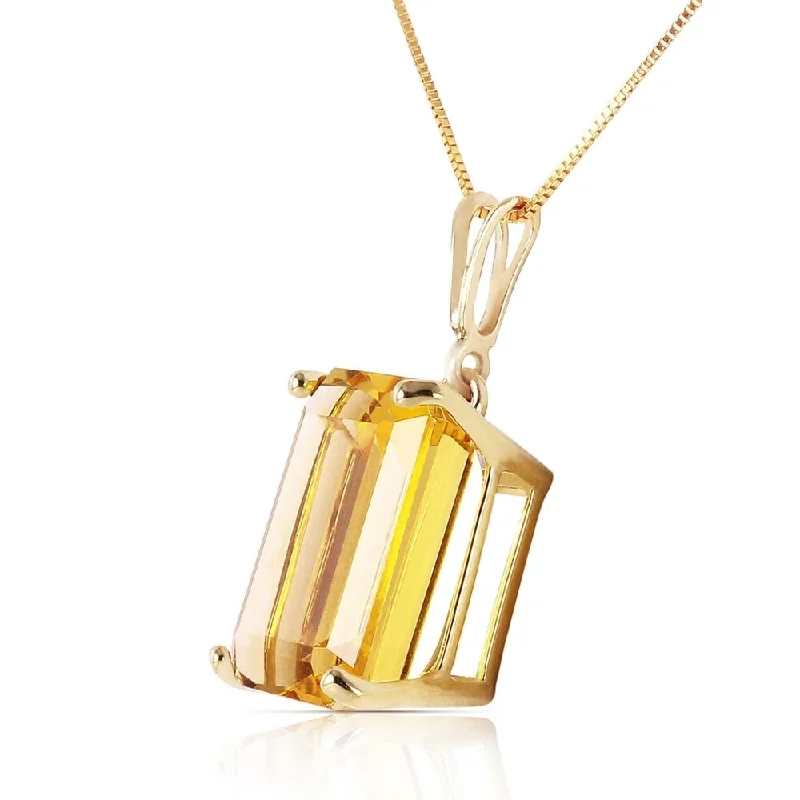 Boho bead necklaces-6.5 Carat 14K Solid Gold Necklace Octagon Citrine