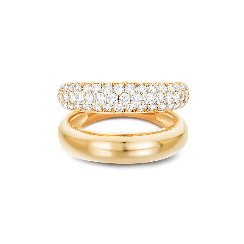 Wide gold rings-Gemini Ring