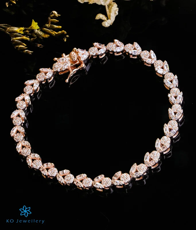 Shiny modern bangles-The Bisous Silver Rose-gold Bracelet