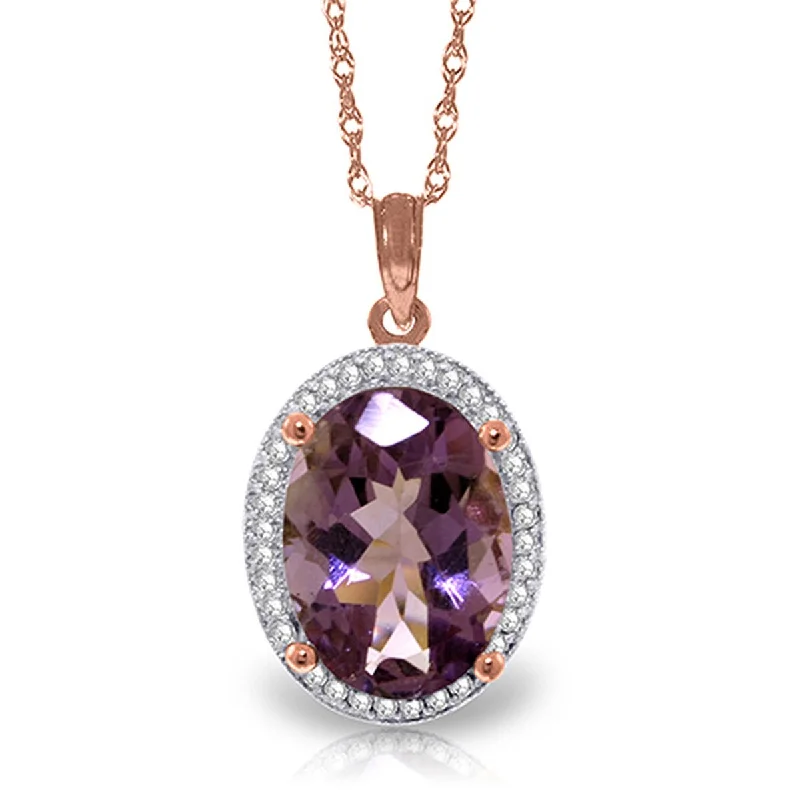 Wide chain necklaces-5.28 Carat 14K Solid Gold Loren Amethyst Diamond Gemstone Necklace