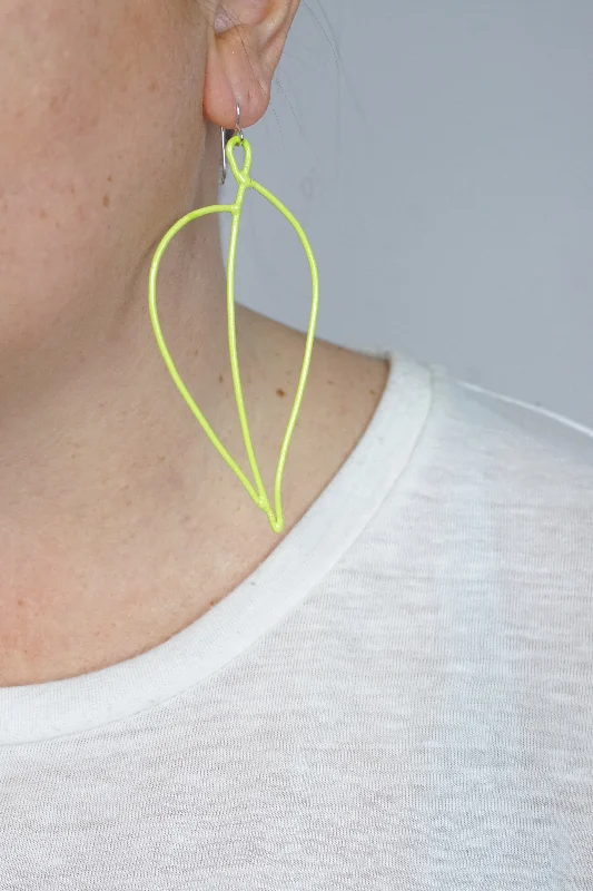 Wanderer feather earrings-Long Pothos Earrings in Neon Chartreuse