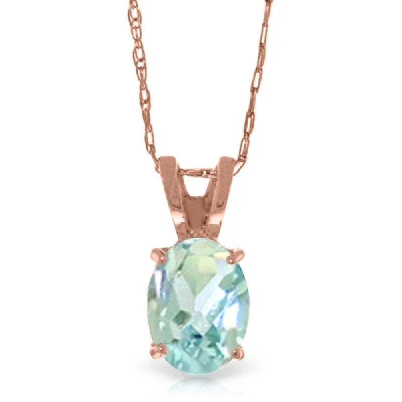 Ethnic weave necklaces-0.75 Carat 14K Rose Gold Solitaire Aquamarine Necklace