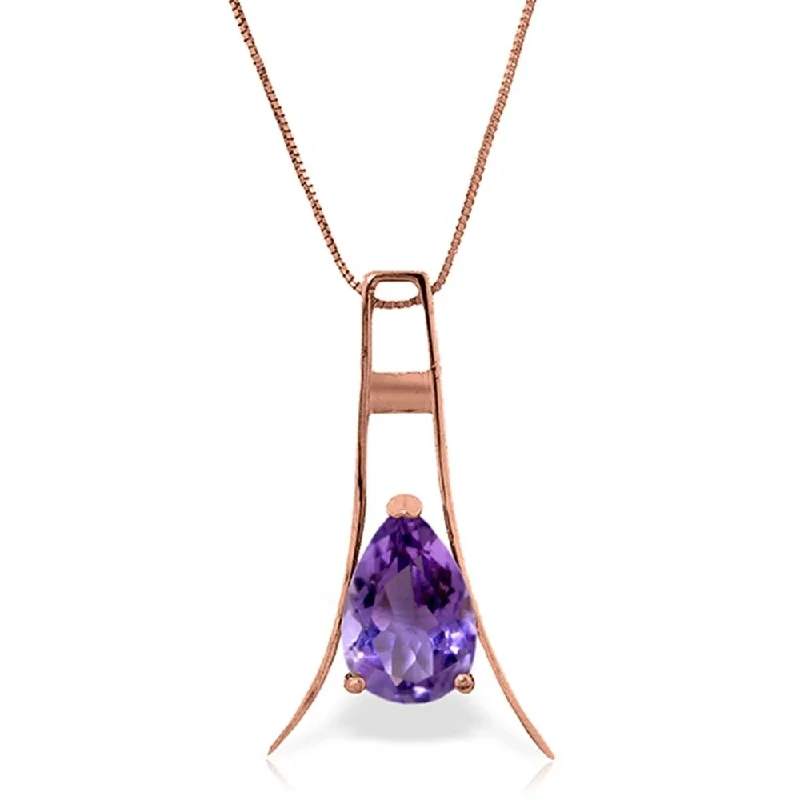 Woven cord necklaces-14K Rose Gold Purple Amethyst Class Necklace Deluxe