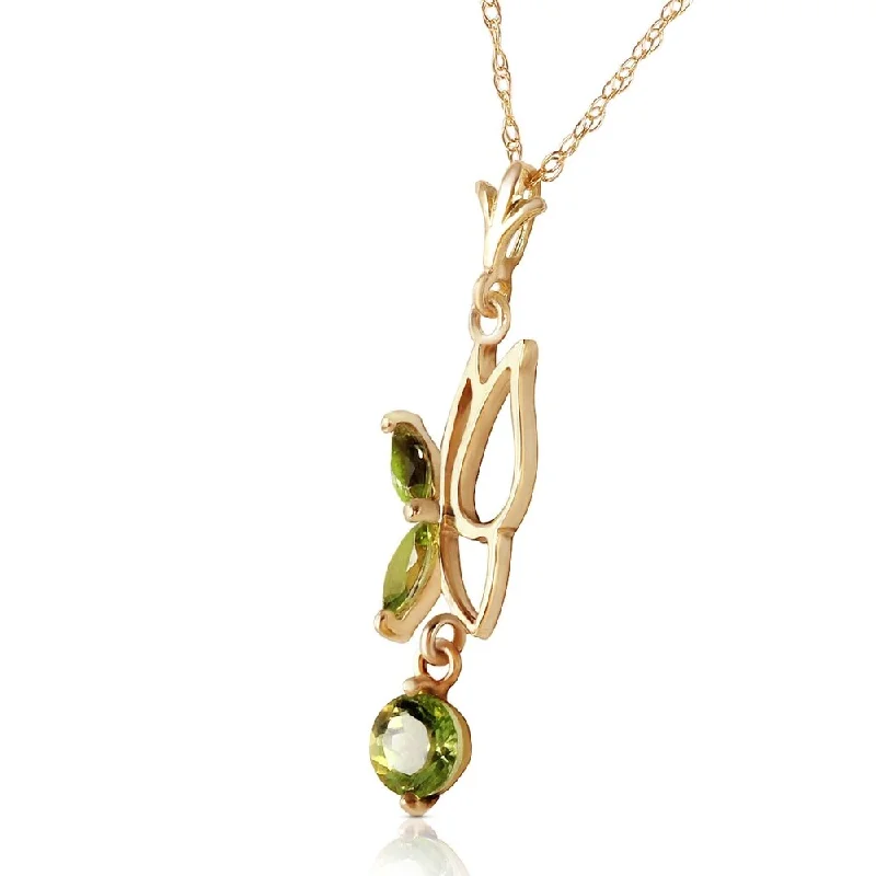 Elastic thread necklaces-0.4 Carat 14K Solid Gold Flutter Fly Peridot Necklace