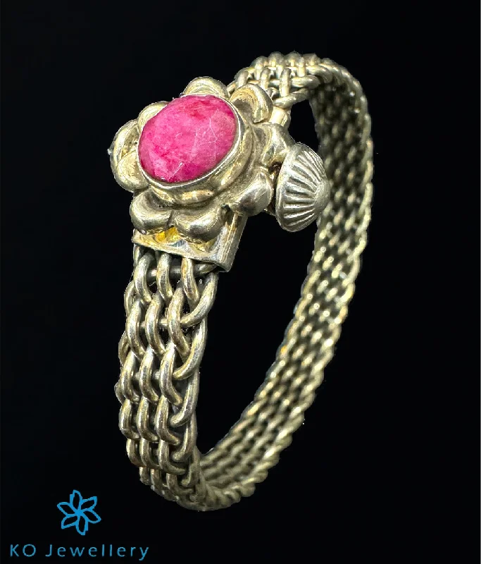 Stellar charm bangles-The Pink Silver Antique Openable Bracelet (Size 2.3)