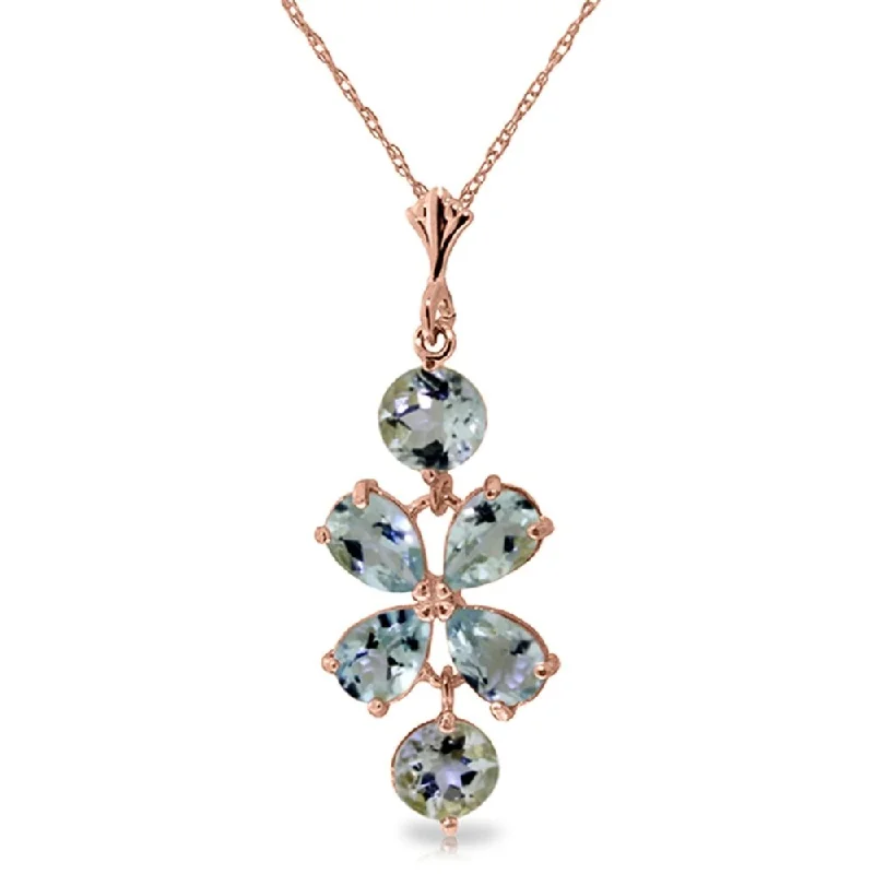 Vivid druzy necklaces-3.15 Carat 14K Rose Gold Necklace Aquamarine