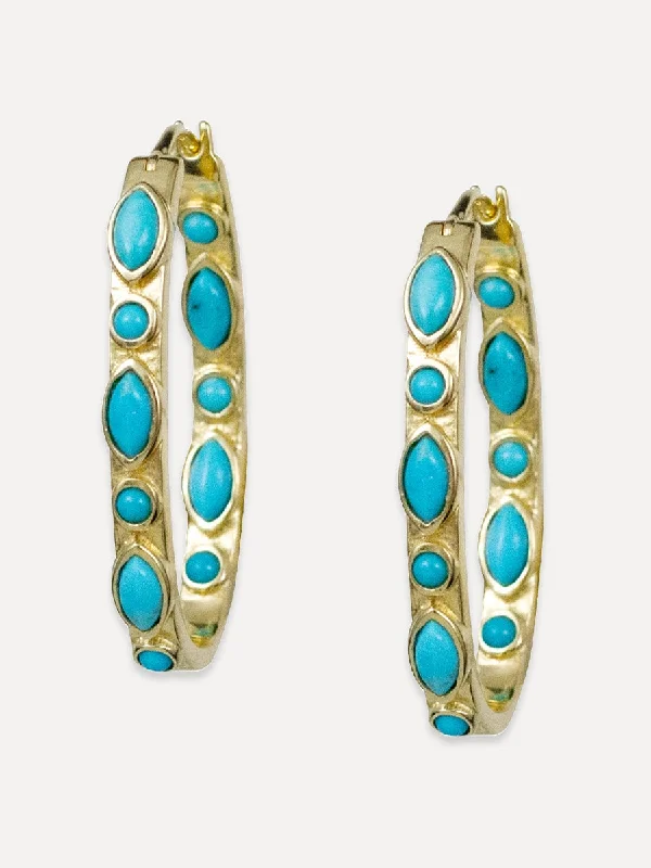 Onyx stone earrings-Casablanca Hoops