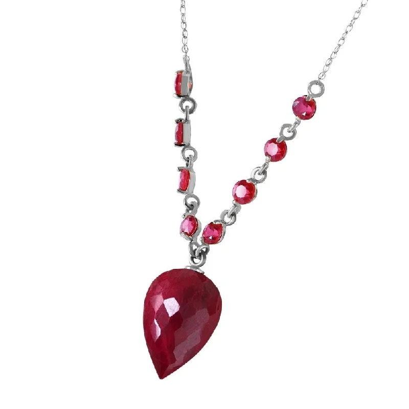 Warm wood necklaces-14 Carat 14K Solid White Gold Dreamy Pleasure Ruby Necklace