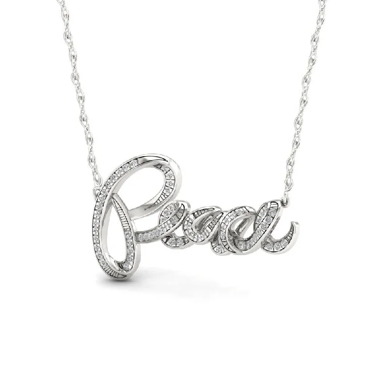 Astro charm necklaces-Sterling Silver 1/6ct TDW Diamond Peace Necklace