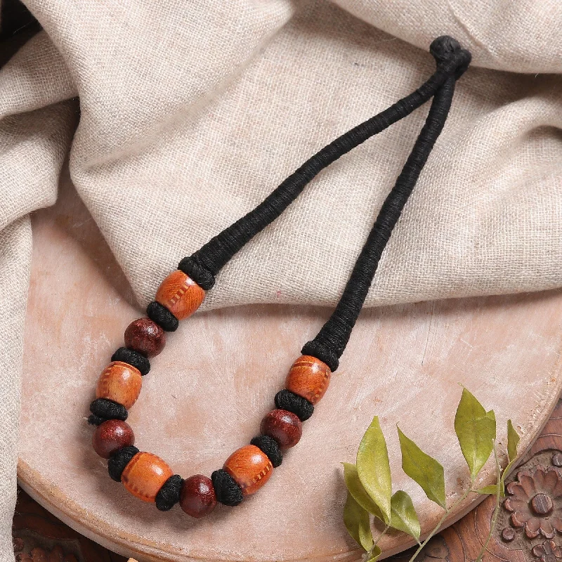 Round stone necklaces-Novica Handmade Tribal Unity Wood Beaded Necklace