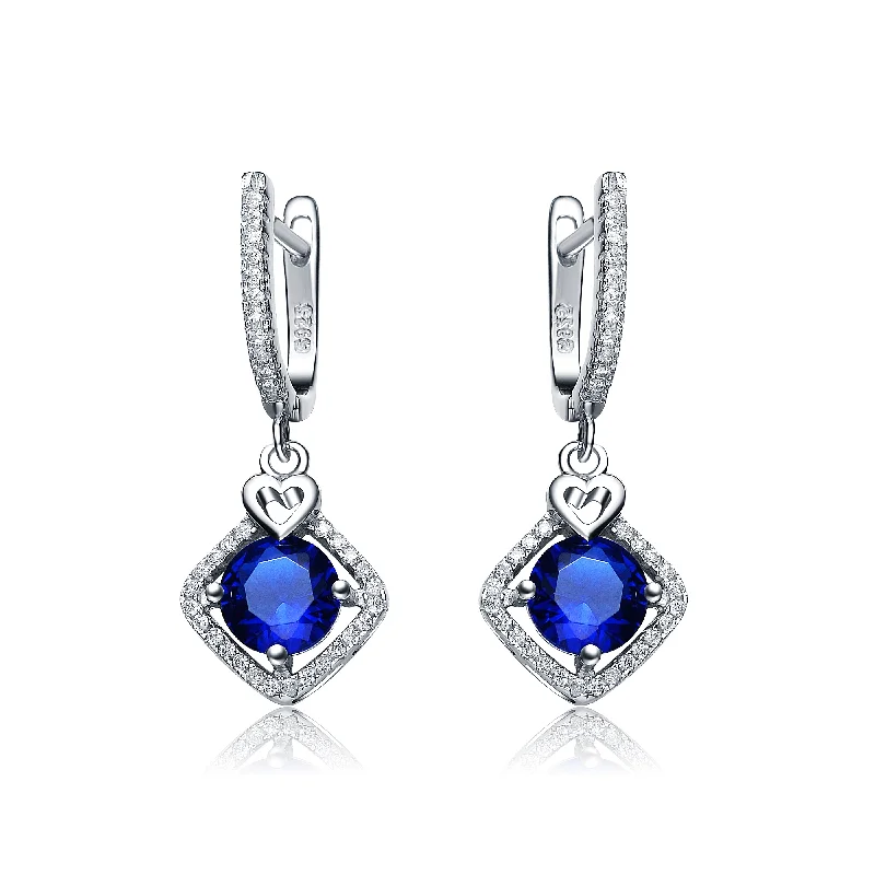 Glittering crystal earrings-Emma Heart and Square Drop Earrings