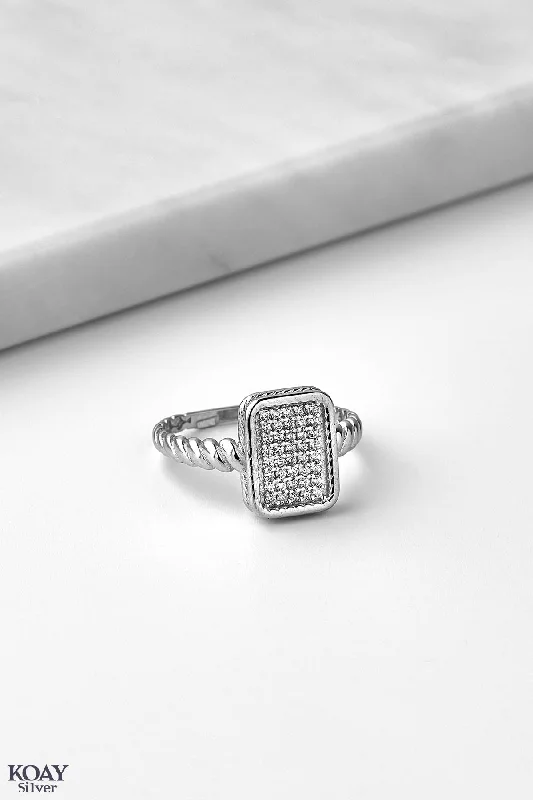 Subtle accent rings-Zircon Ring (075-Rectangle)