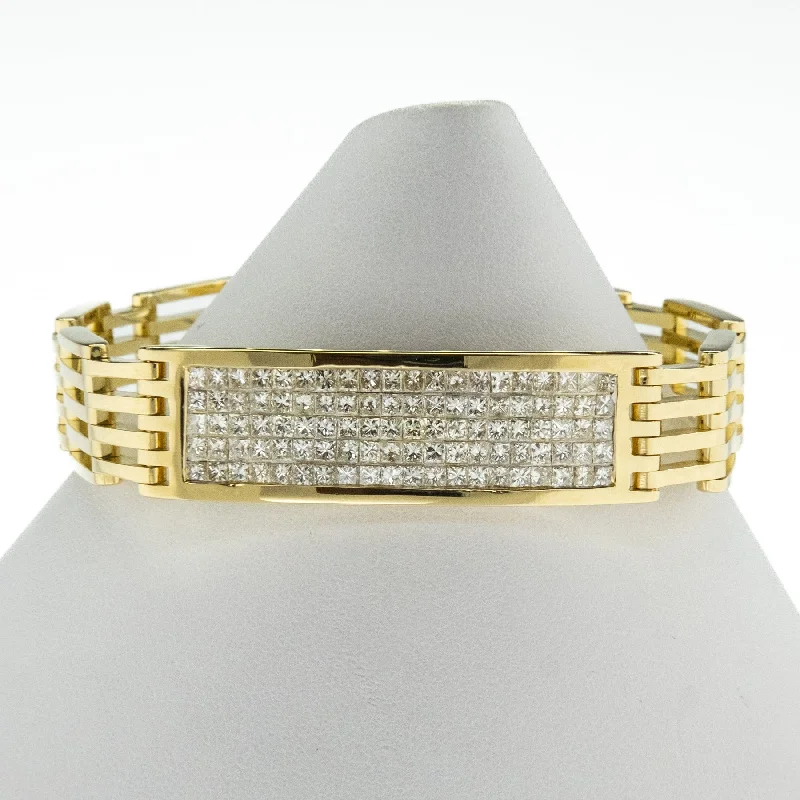 Surf charm bangles-4.00ctw Multi Diamond Princess Cut 8" Bracelet in 18K Yellow Gold