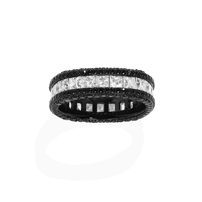 Crystal-twisted rings-Black Pavé Ring